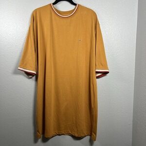 VTG Paco Orange Men 1X Short Sleeve Poly‎ Cotton Shirt Striped Collar Y2K